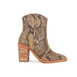 Free People Snakeskin Heeled Boots - Brown and Tan
